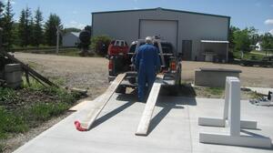 unloading stands onto new pad