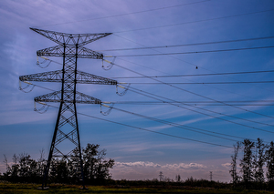 A two circuit 240KV steel transmission tower designed to withstand the forces of a direction transition.